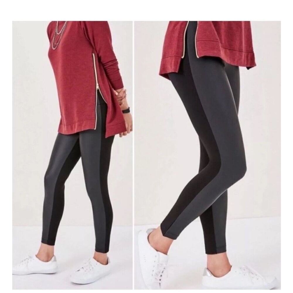 Stella & Dot You Are Loved Rebel Ankle Leggings Large Black Faux Leather NEW
